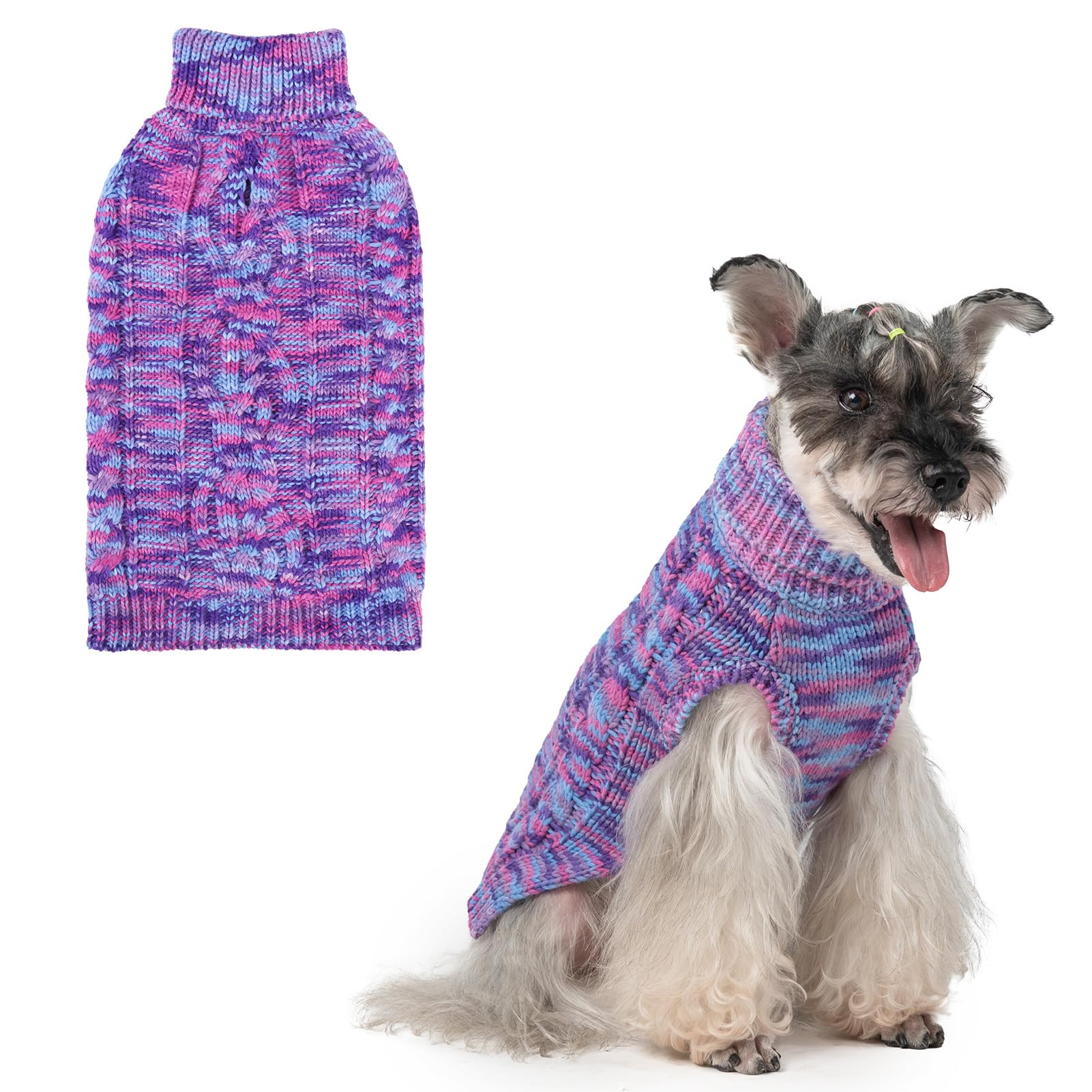 BEAUTYZOO Small Dog Sweater back view shows warmth-friendly knit and leash opening