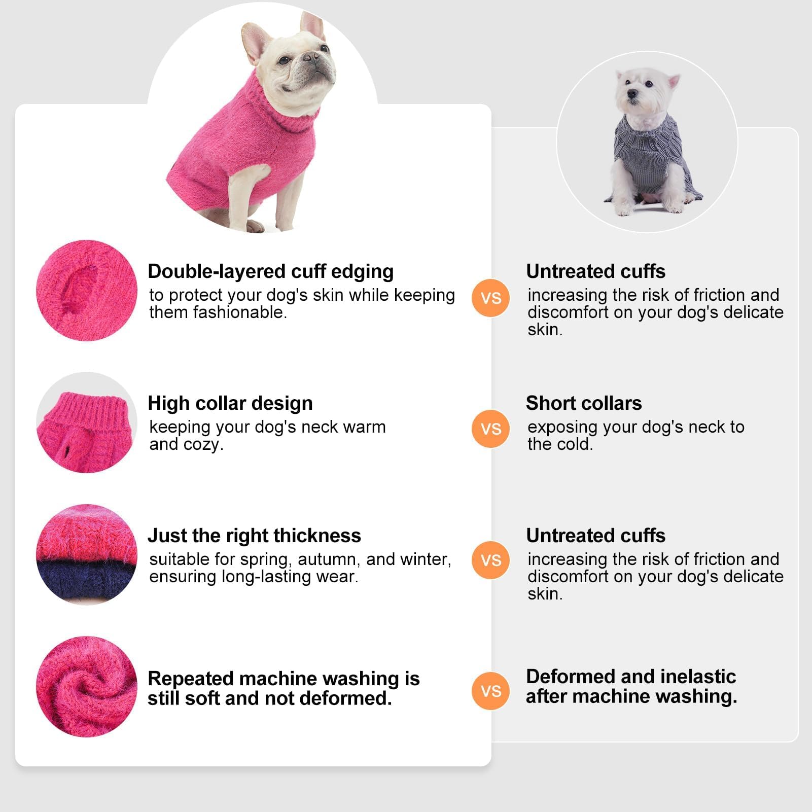 BEAUTYZOO Small Dog Sweater is machine washable for easy care
