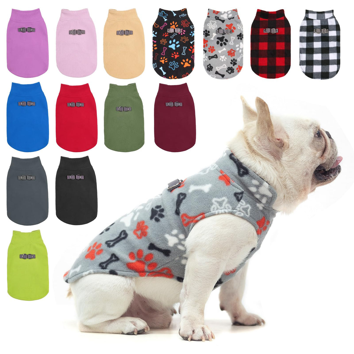 BEAUTYZOO Small Dog Sweater Fleece Vest front view shows cozy warmth and wind protection