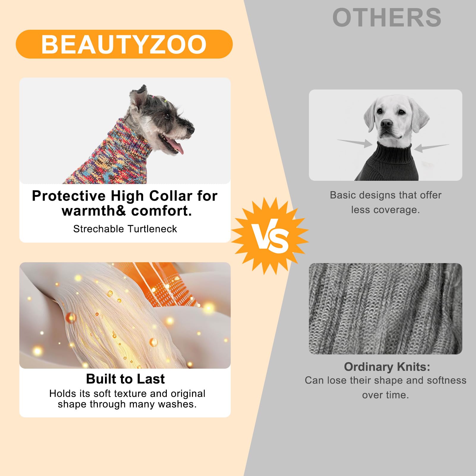 BEAUTYZOO Small Dog Sweater gradient style adds chic seasonal flair.
