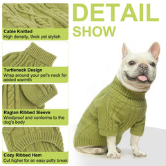 BEAUTYZOO small dog sweater front view shows snug turtleneck and chest coverage