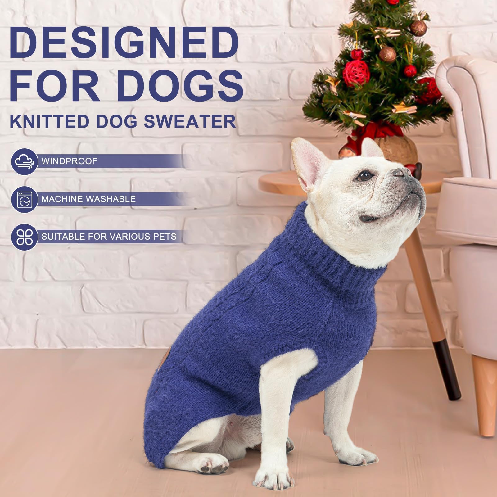BEAUTYZOO small dog sweater back leash hole enables simple, clean leash attachment