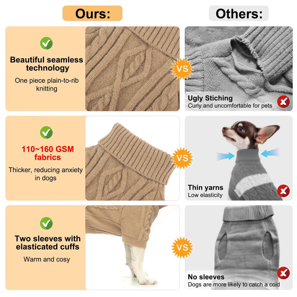 BEAUTYZOO small dog sweater neck-detail highlighting knit turtleneck coverage