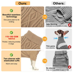 BEAUTYZOO small dog sweater neck-detail highlighting knit turtleneck coverage