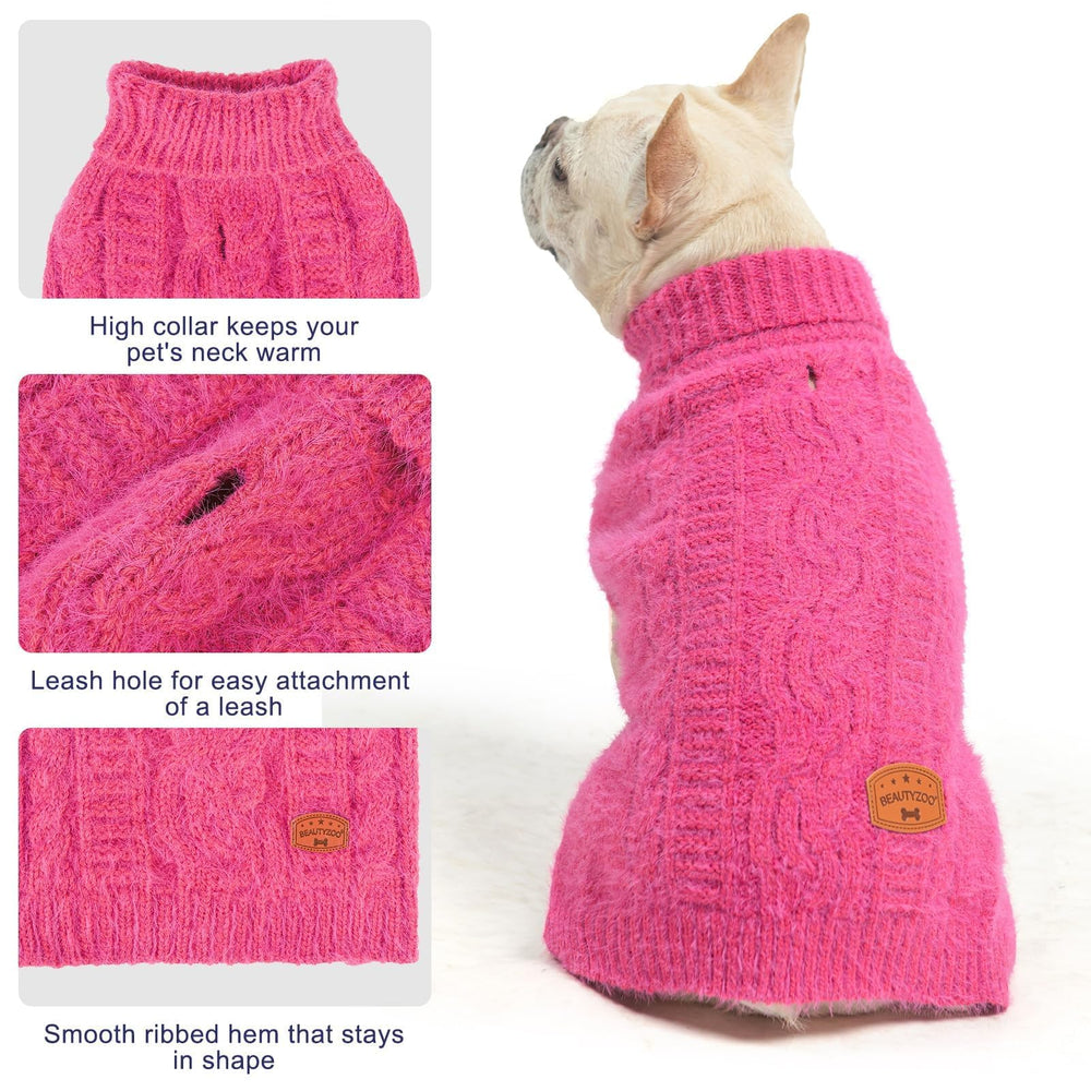 BEAUTYZOO Small Dog Sweater worn by dog on a walk for warmth