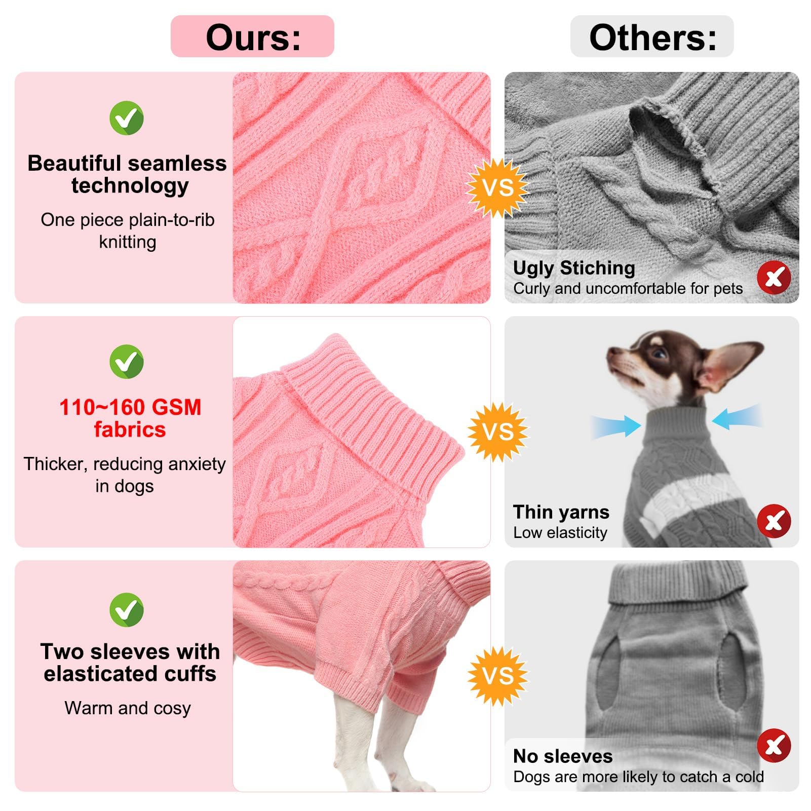 BEAUTYZOO small dog sweater on dog wears cozy fit during walks and play.