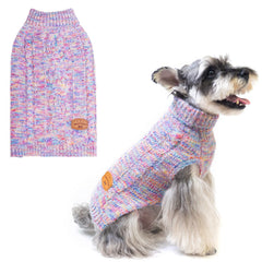 BEAUTYZOO Rainbow Pink front view dog sweater keeps your pup warm during outdoor walks.