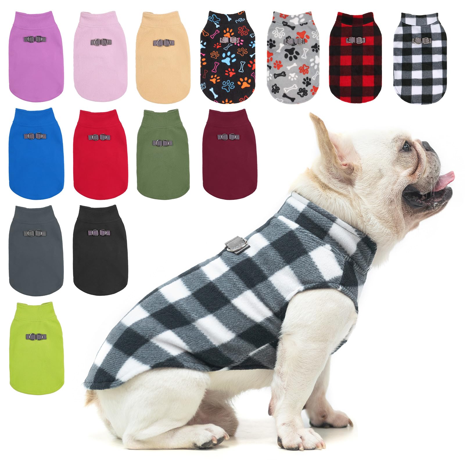 BEAUTYZOO Small Dog Sweater Vest front view shows cozy fleece warmth for winter walks