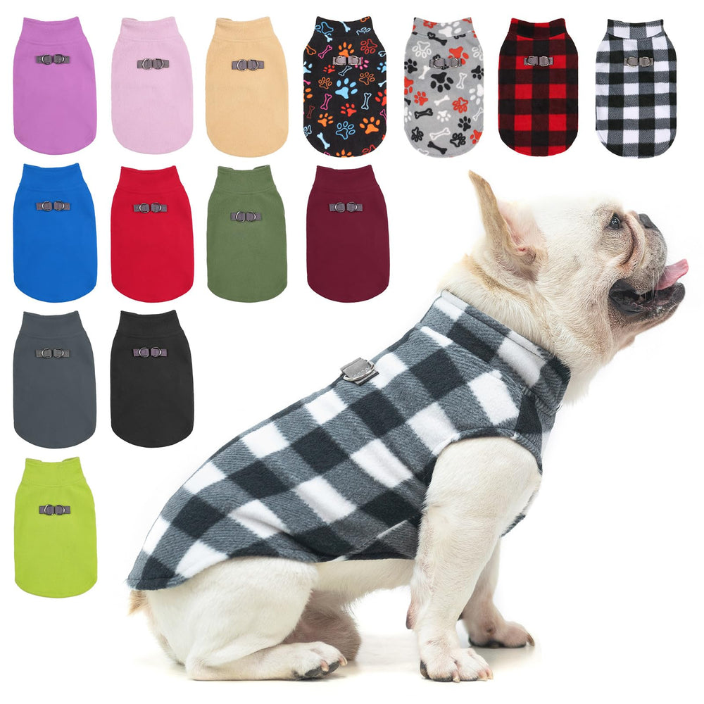 BEAUTYZOO Small Dog Sweater Vest front view shows cozy fleece warmth for winter walks