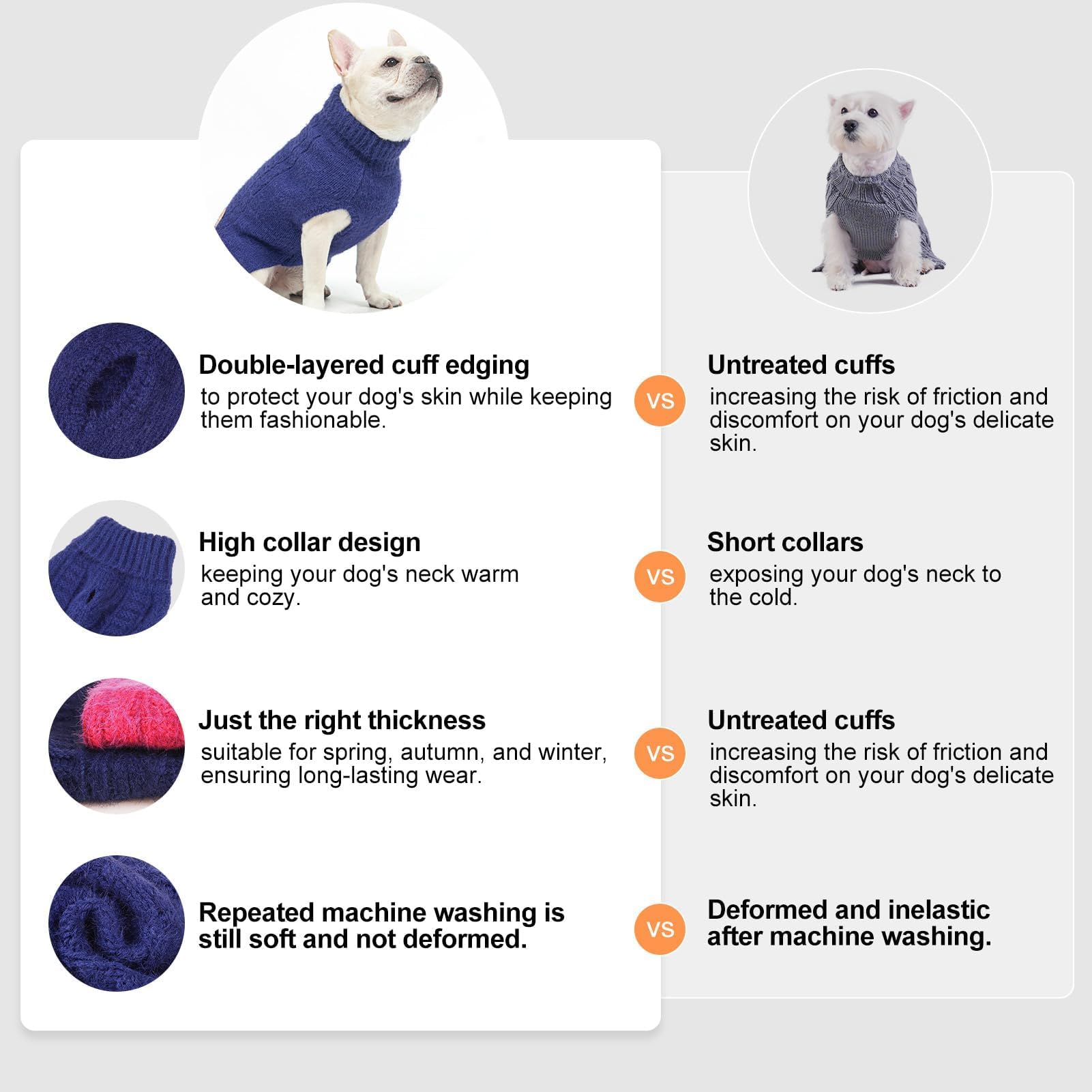 BEAUTYZOO small dog sweater warmth lightweight fabric stays shaped after washing