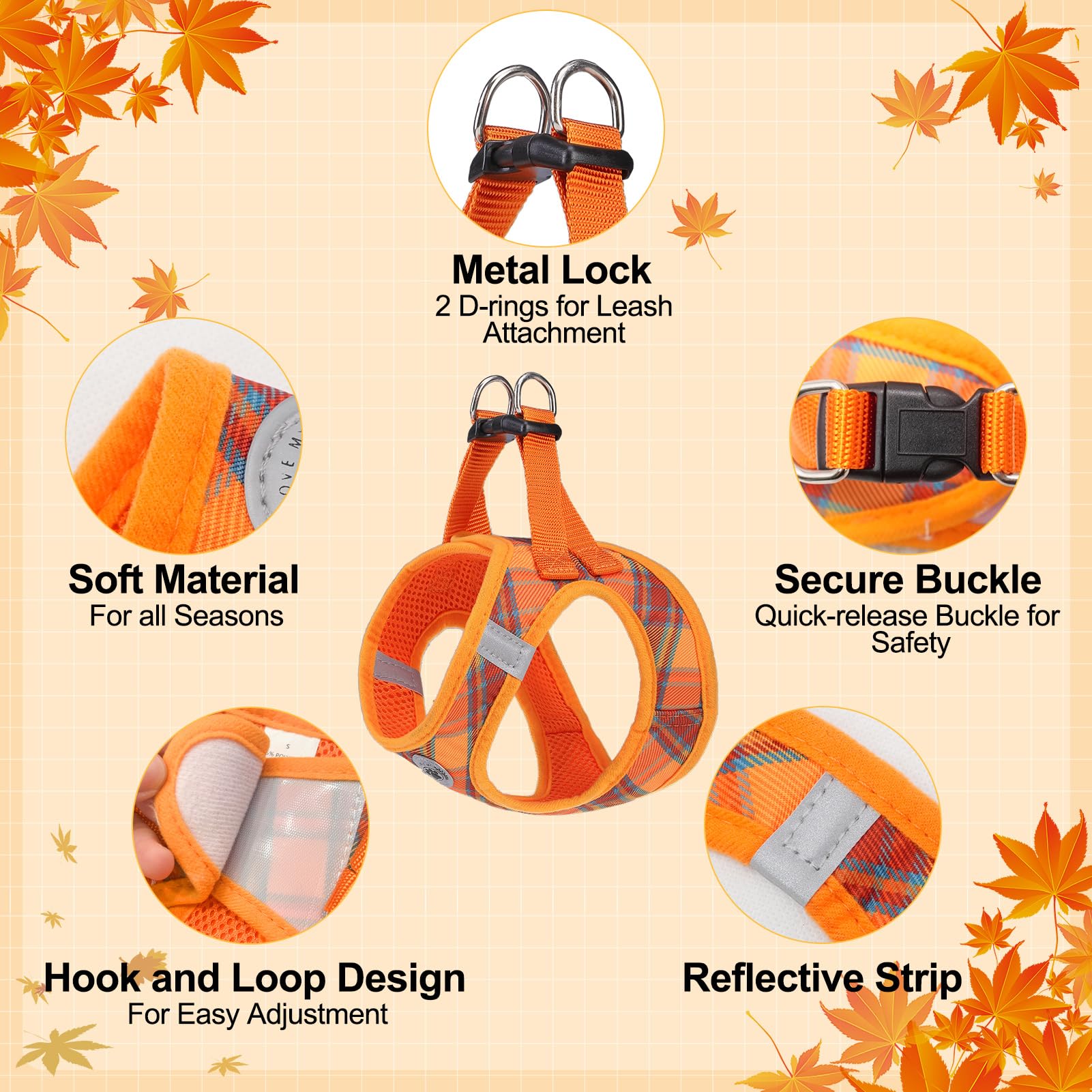 BEAUTYZOO Soft padded mesh harness close-up emphasizes breathable comfort for small dogs