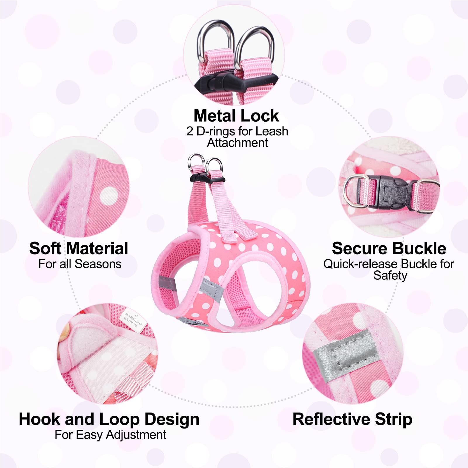 BEAUTYZOO padded vest harness offers soft contact and comfort.