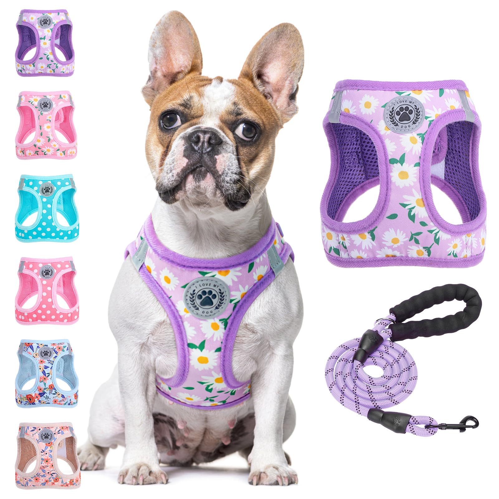 BEAUTYZOO Step-in floral-pattern harness close-up for comfortable daily walks