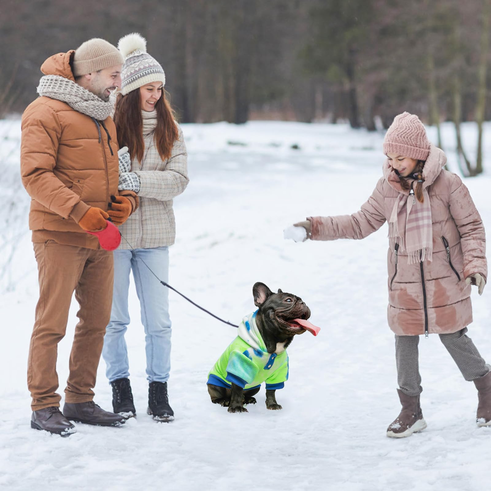 BEAUTYZOO Tie Dye Dog Hoodie hood shot illustrates wind protection without restricting movement.