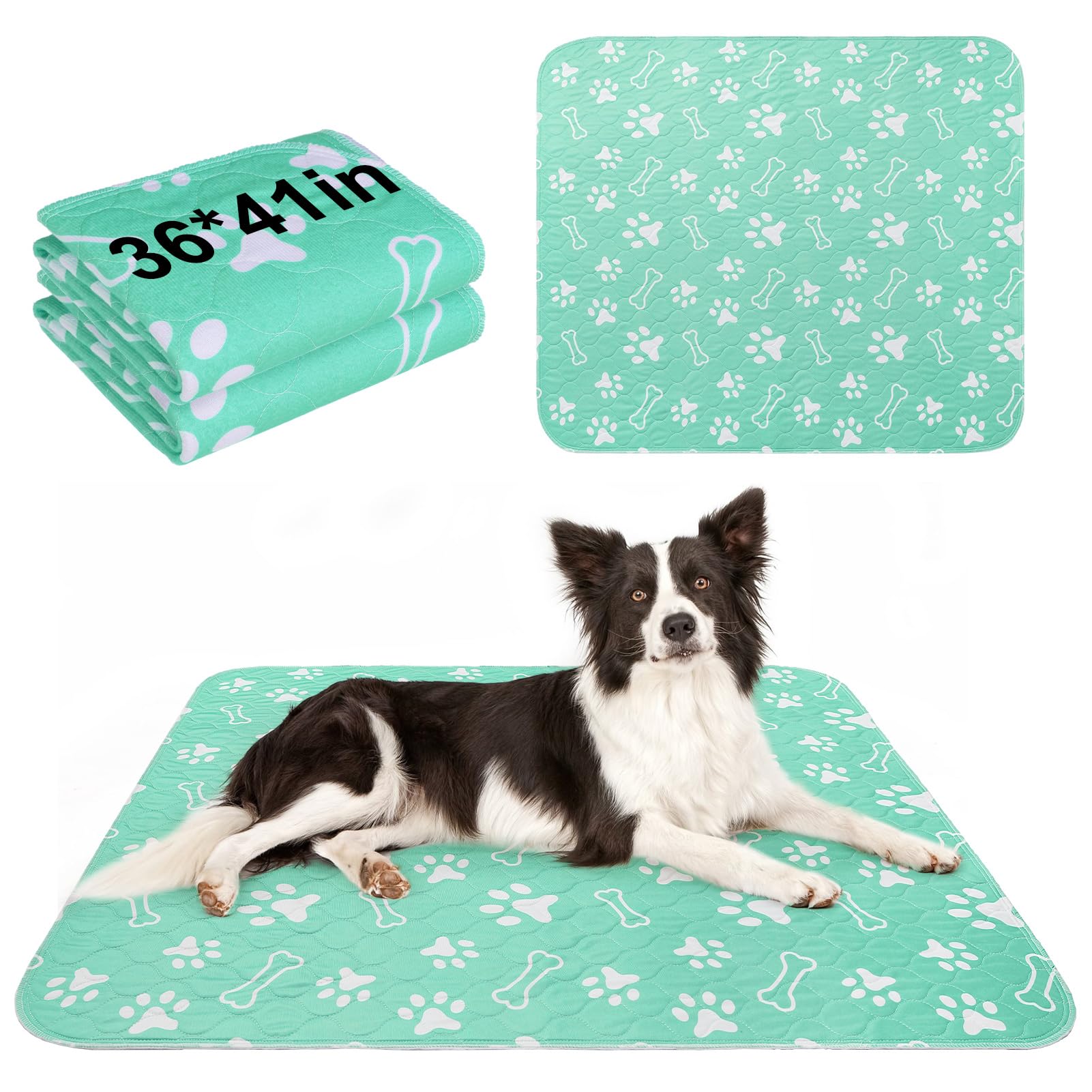 Beautyzoo two-pack washable pee pads 36x41 protect floors during puppy house-training.