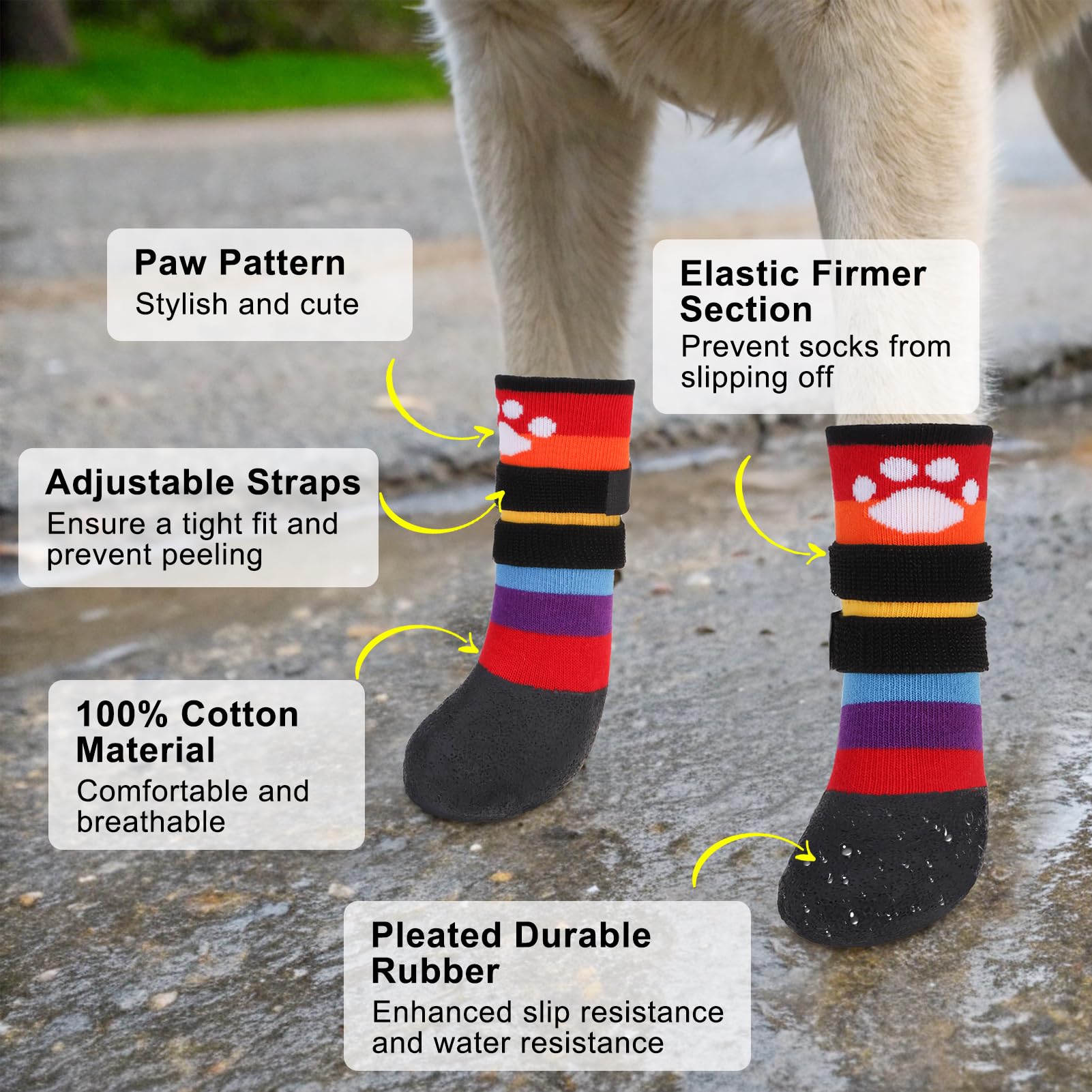 BEAUTYZOO waterproof dog boots shield floors and paws during rainy outdoor adventures.