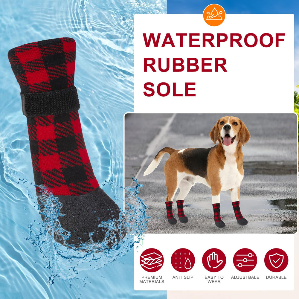BEAUTYZOO waterproof dog shoes being worn on pavement outdoors