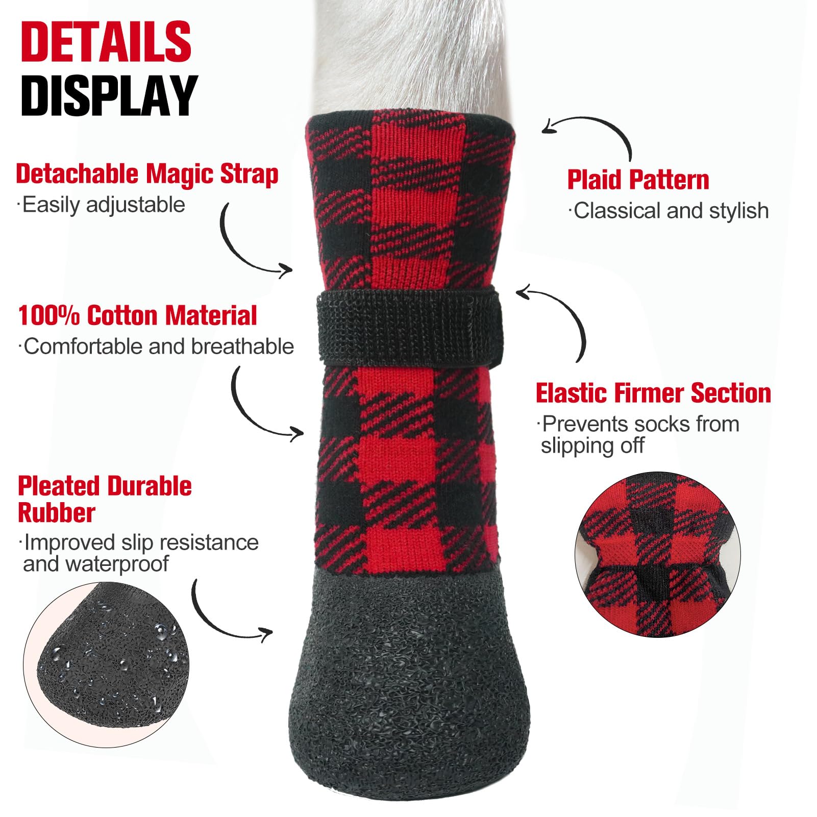 BEAUTYZOO dog socks for indoor and outdoor wear on slippery floors.