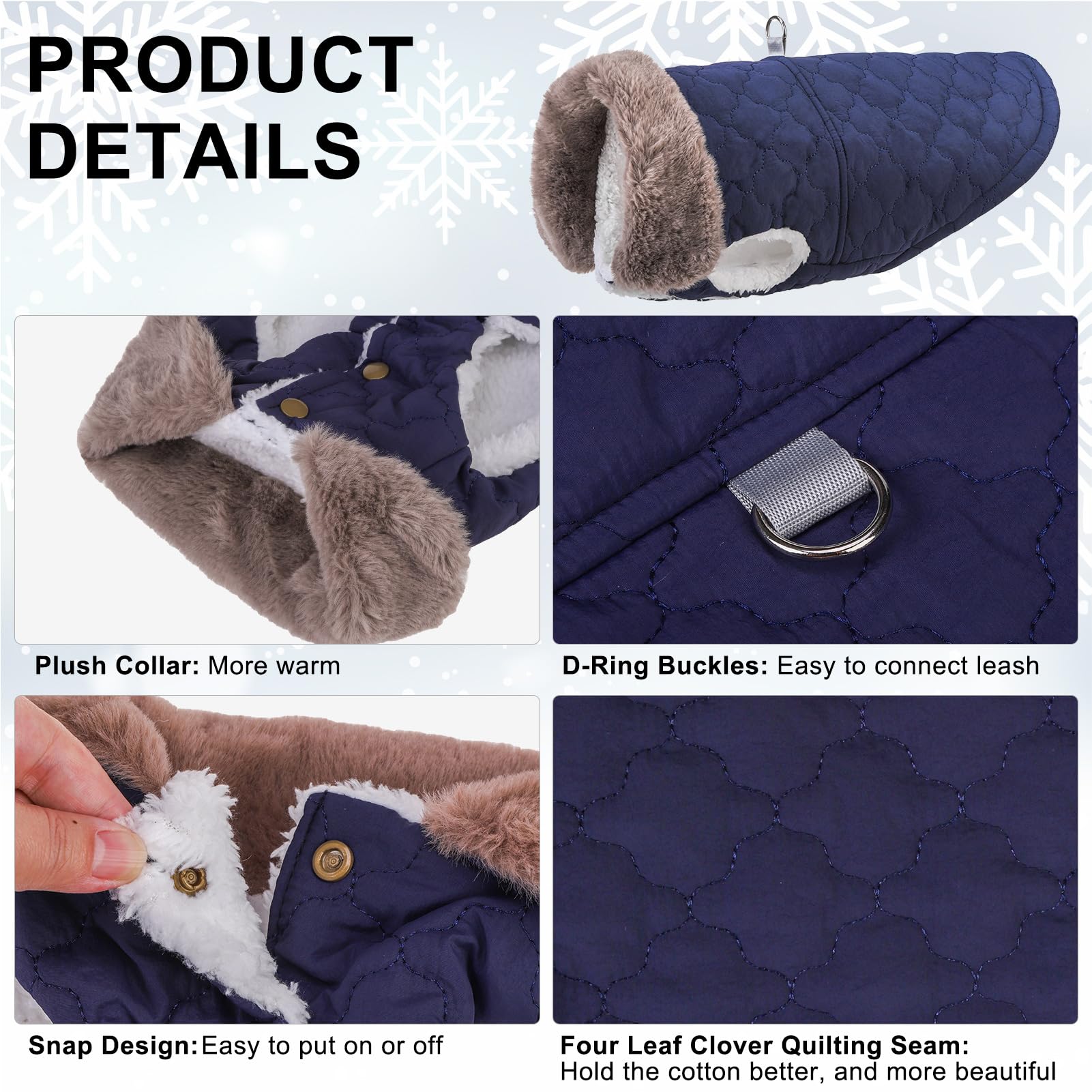 BEAUTYZOO winter coat close-up four-leaf quilting demonstrates stylish warmth retention