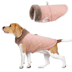 BEAUTYZOO winter coat harness built-in pink outer waterproof fabric for cold walks.