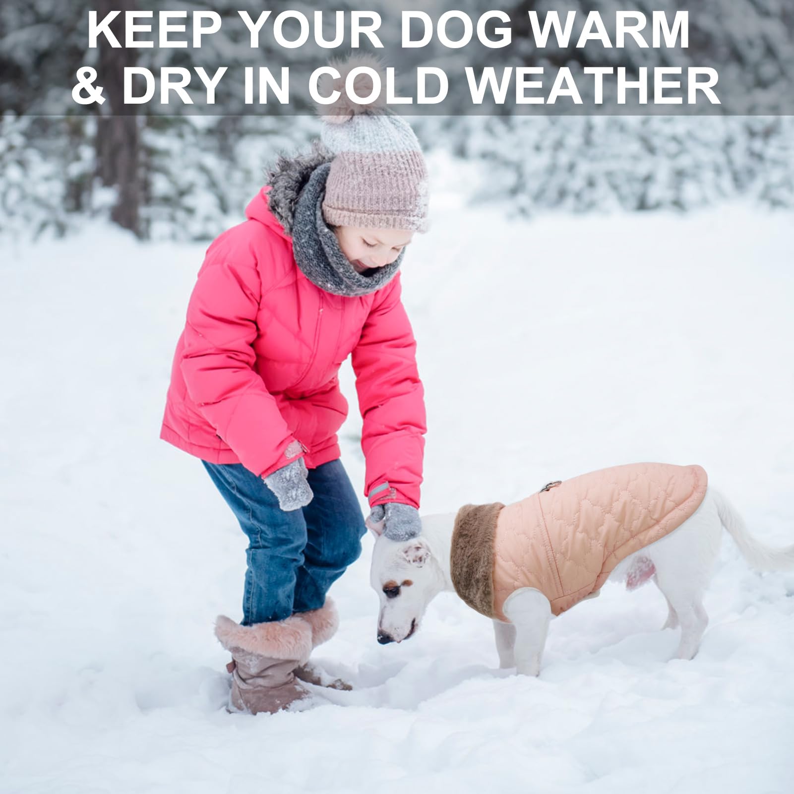 BEAUTYZOO Winter Dog Coat inner fleece reveals soft insulation for chilly days.