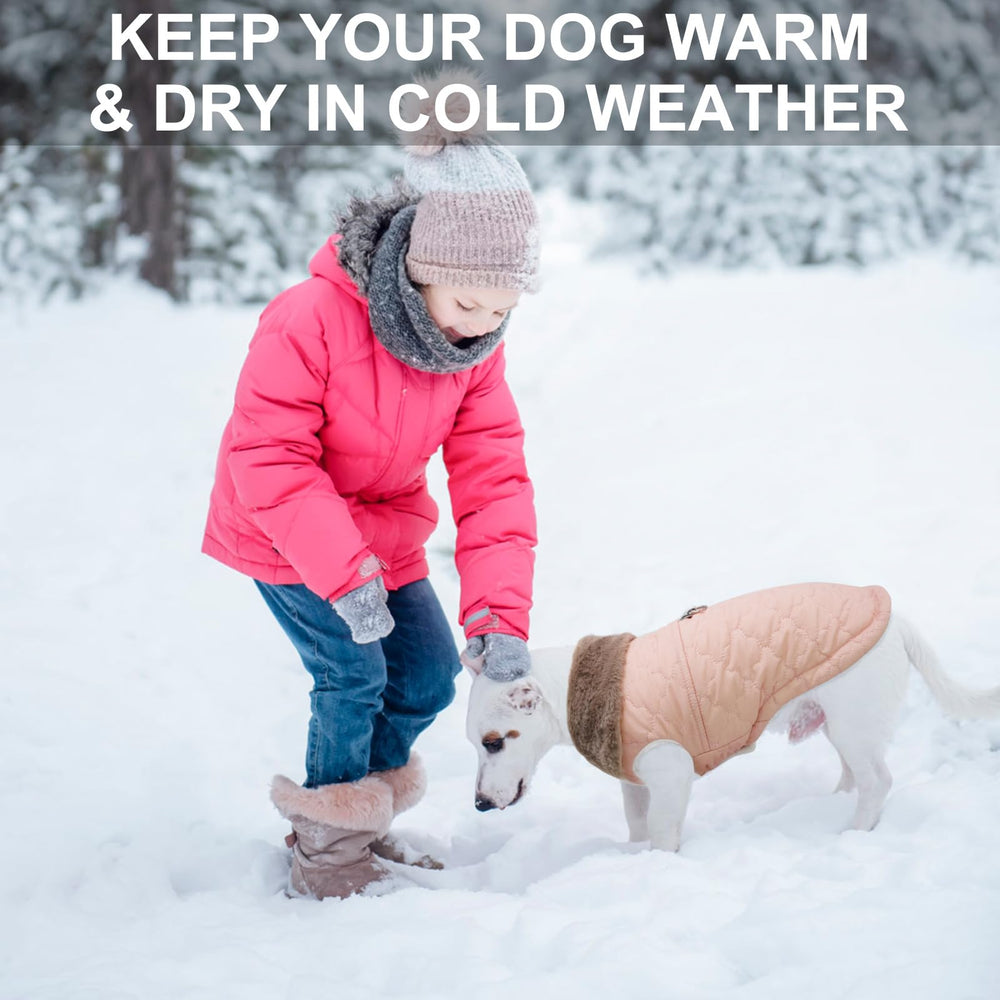 BEAUTYZOO Winter Dog Coat inner fleece reveals soft insulation for chilly days.