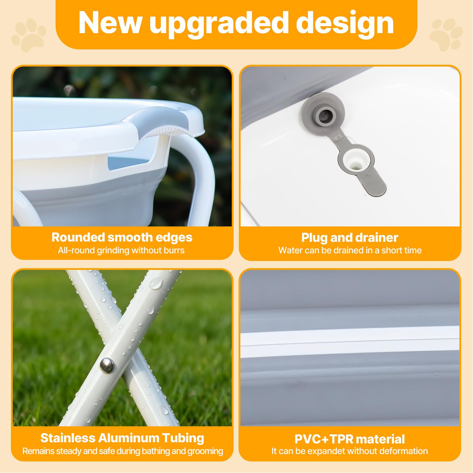 Beberoad Pets built-in storage table keeps shampoo and tools within reach.