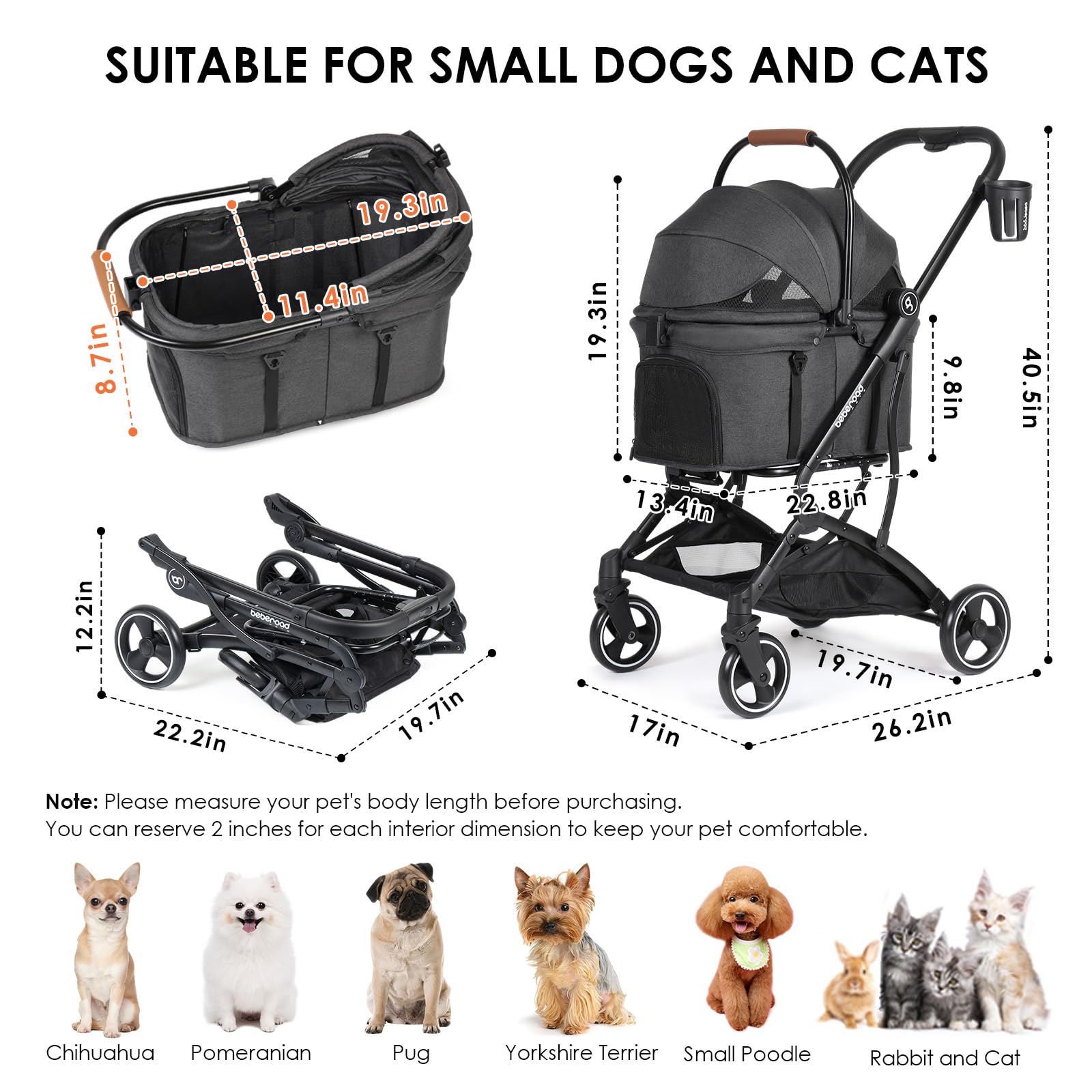 Beberoad Pets T3 detachable carrier highlights independent use as a car seat substitute