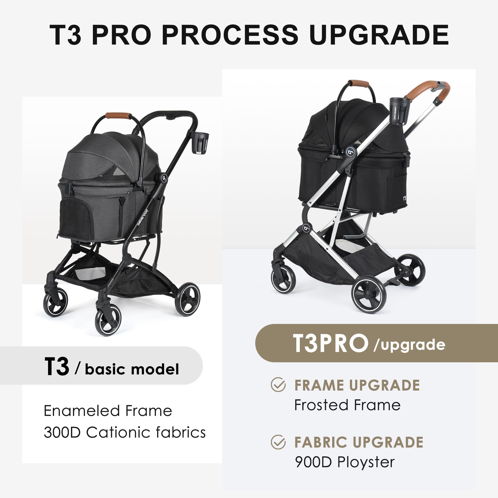 Beberoad Pets T3 Pro four-wheel design delivering a smooth ride on varied surfaces.
