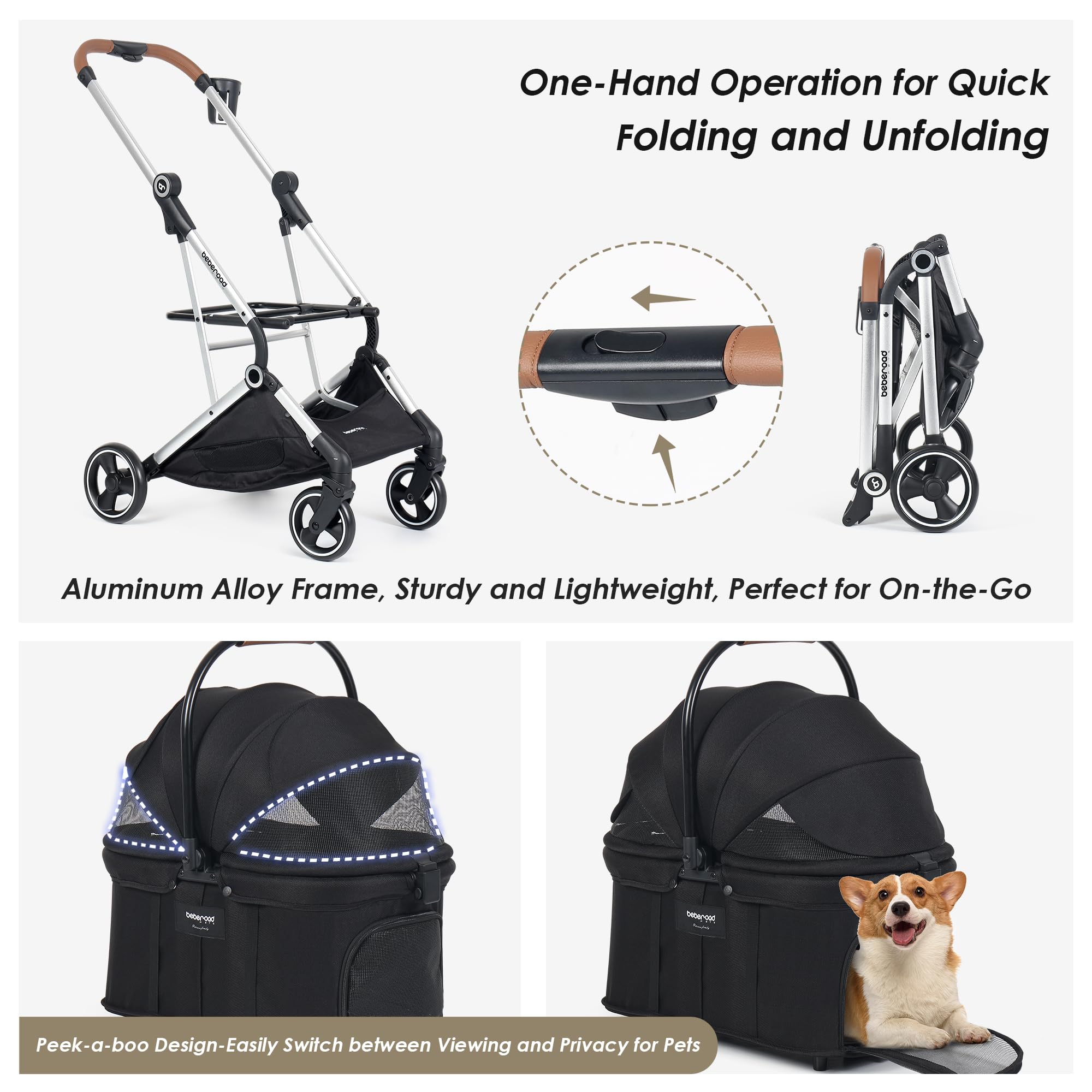 Beberoad Pets T3 Pro breathable cabin with mesh windows for airflow and visibility.