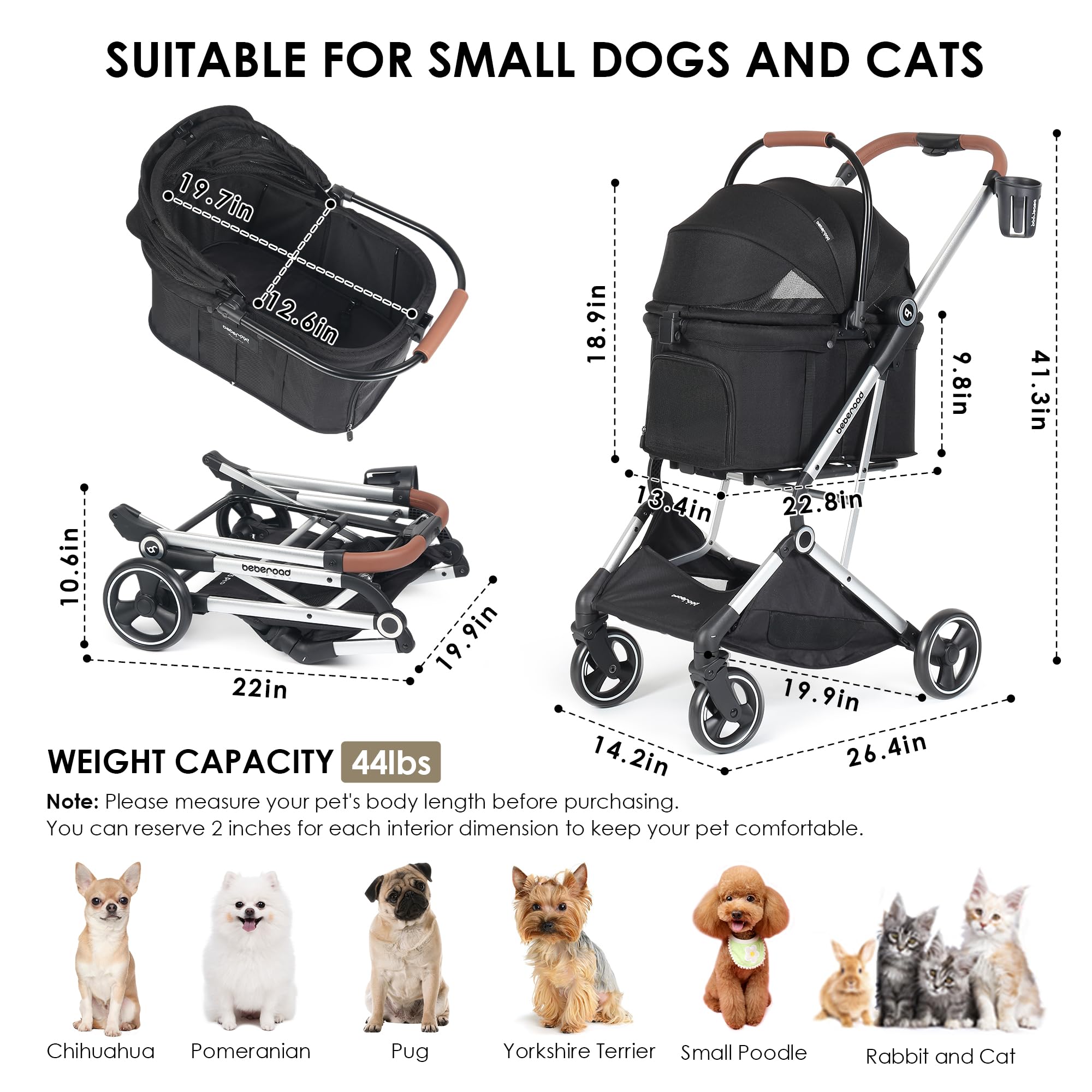 Beberoad Pets T3 Pro detachable carrier shown as a standalone unit for flexible use.