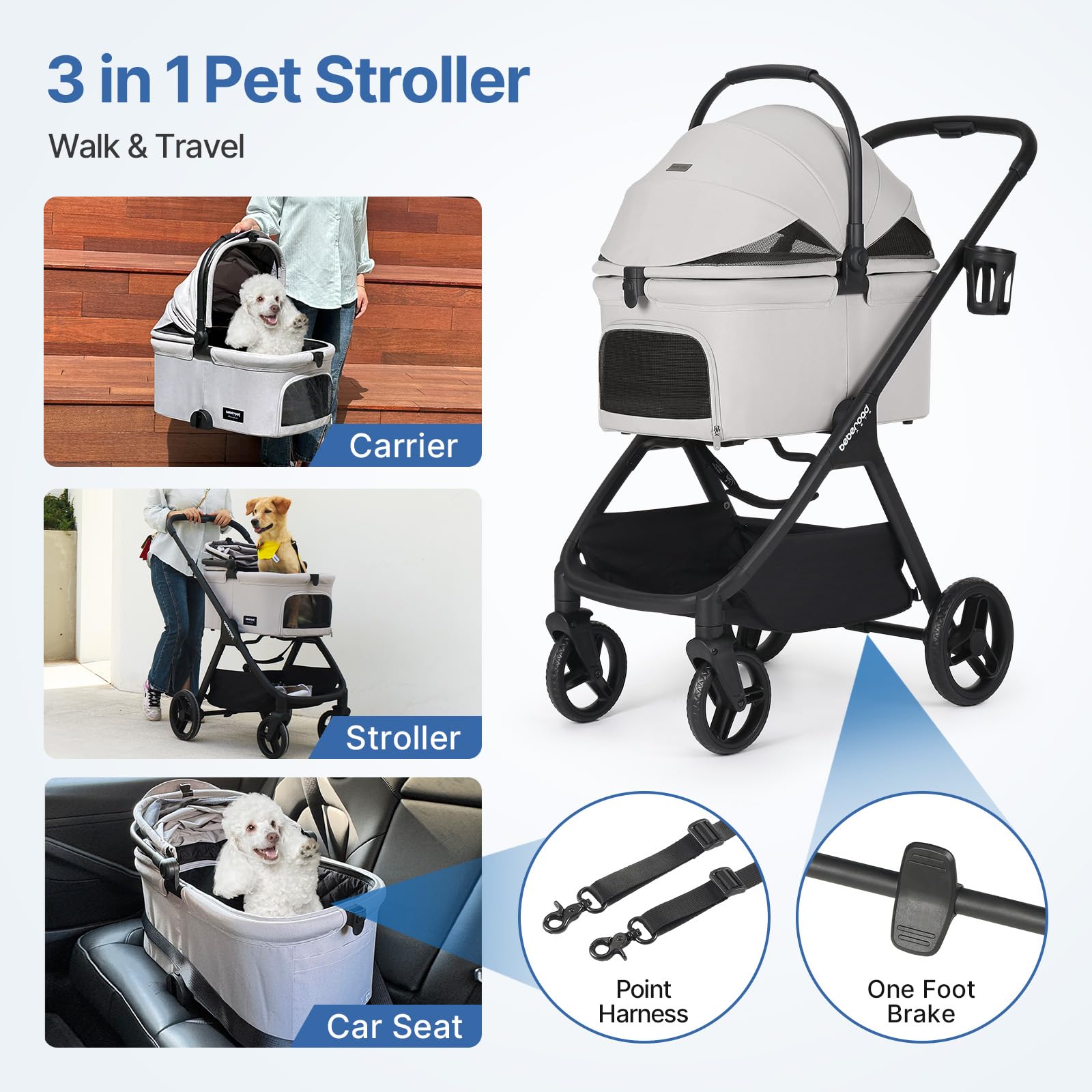 Beberoad Pets X-5 in-carrier setup for travel with pets.