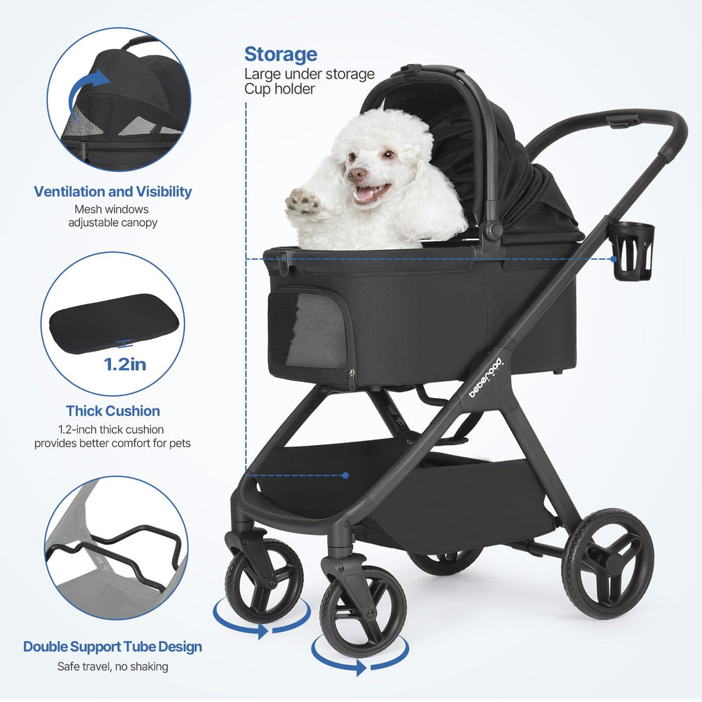 Beberoad Pets X-5 compact fold demonstrates space-saving design.