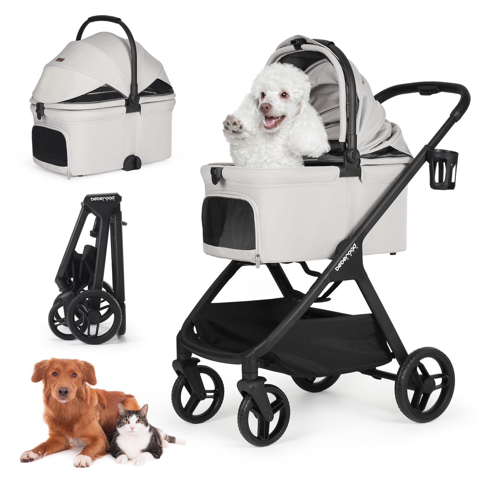 Beberoad Pets X-5 stroller front view for comfy medium-dog outings.