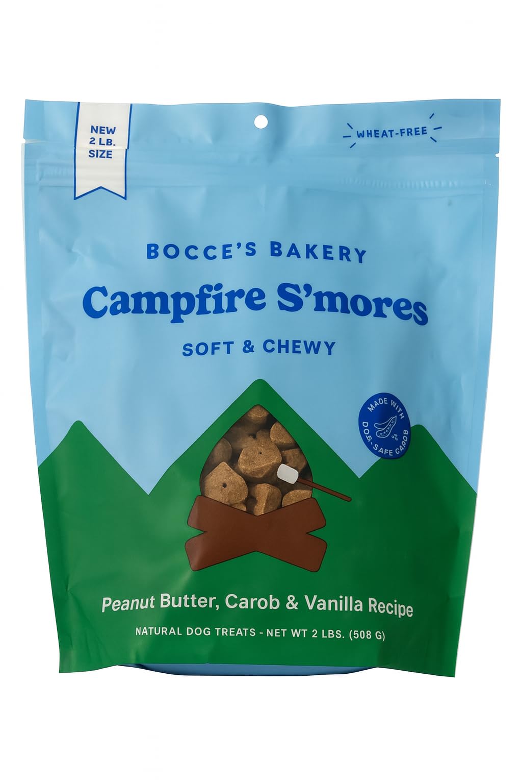 Becccac's Campfire S'Mores packaging highlights all natural ingredients for daily rewards.