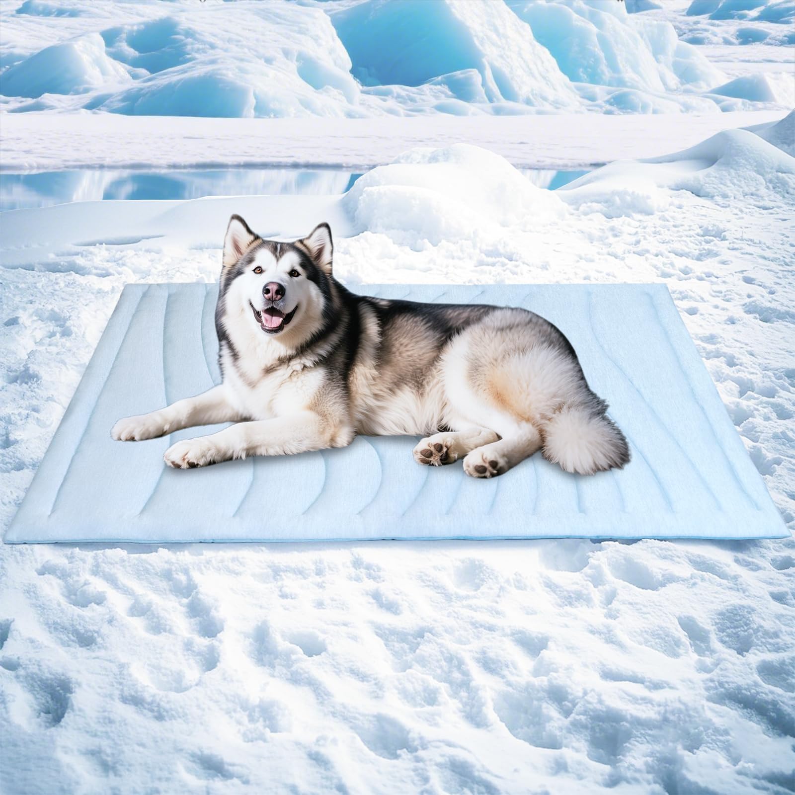 BECEMURU dog cooling mat 60x40 angled overview highlights generous space for easy lounging