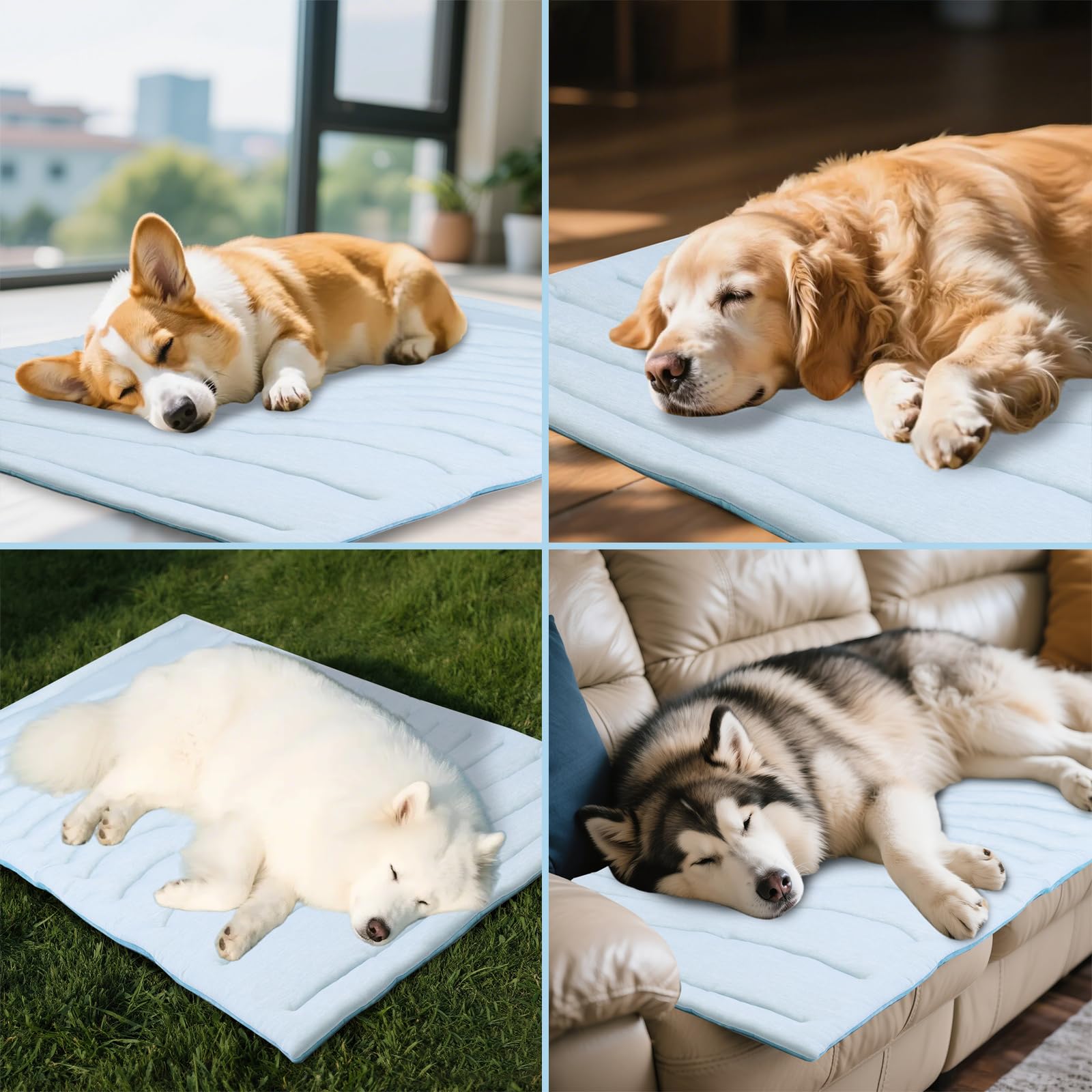 BECEMURU dog cooling mat machine-washable with reinforced stitching for easy cleaning