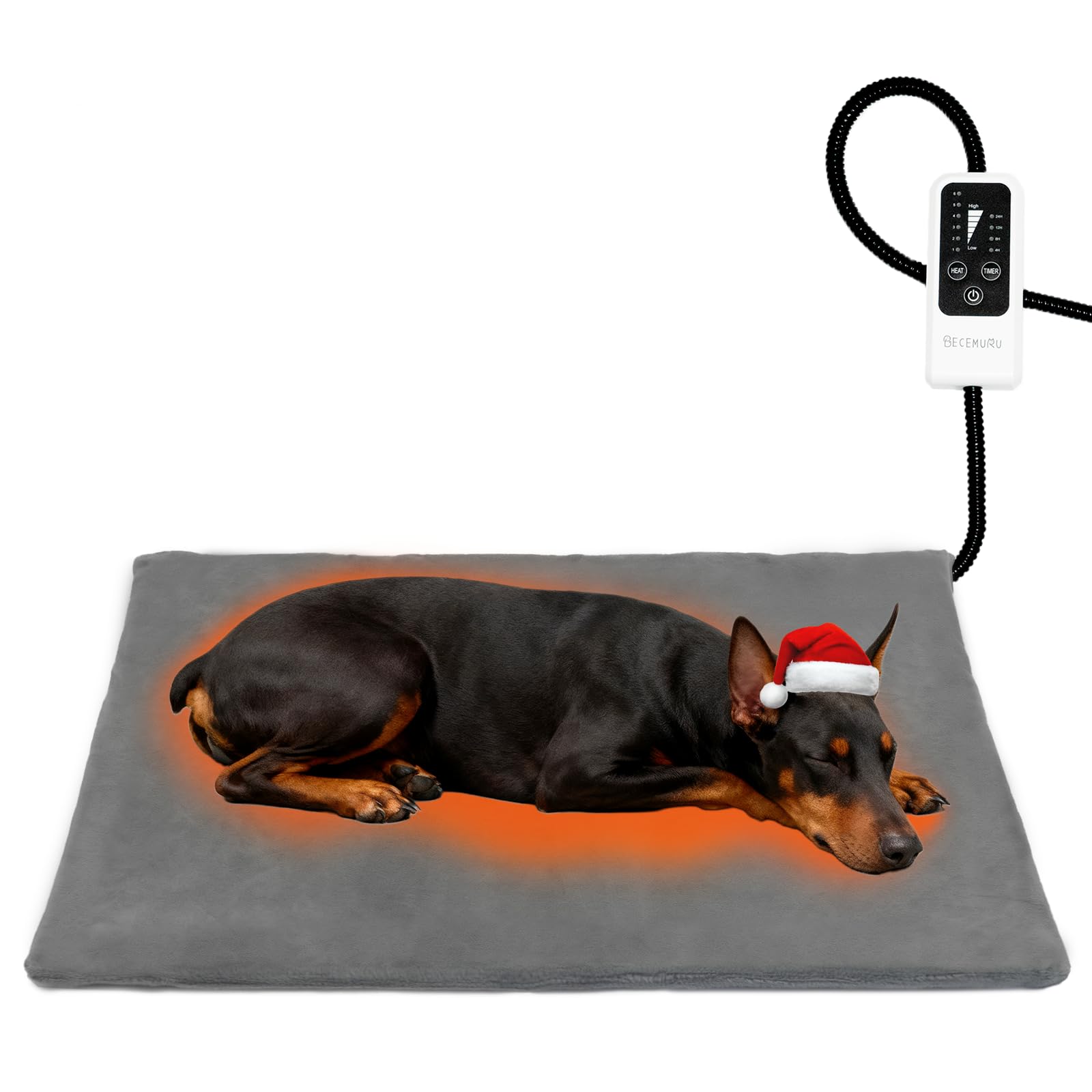 BECEMURU pet heating pad flat layout view offers stable warmth for naps.