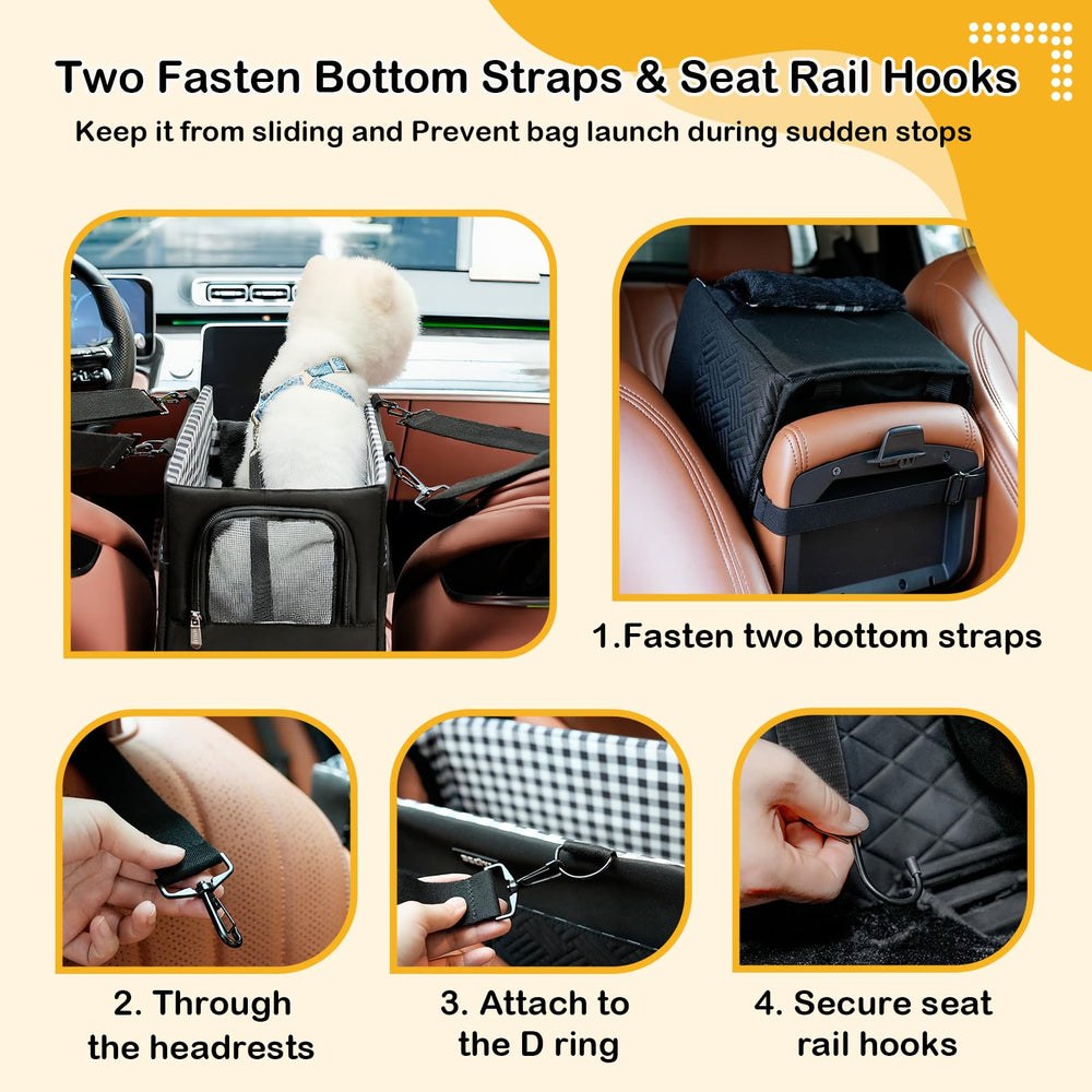 Becivi console dog seat pockets provide storage for essentials.