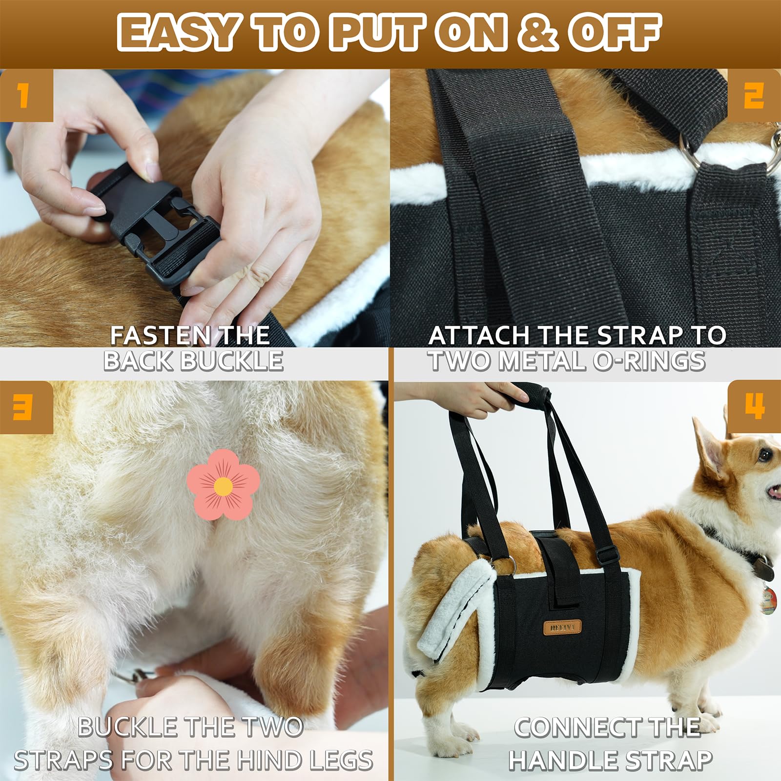 Becivi Dog Lift Harness in car ride setup supports secure transport