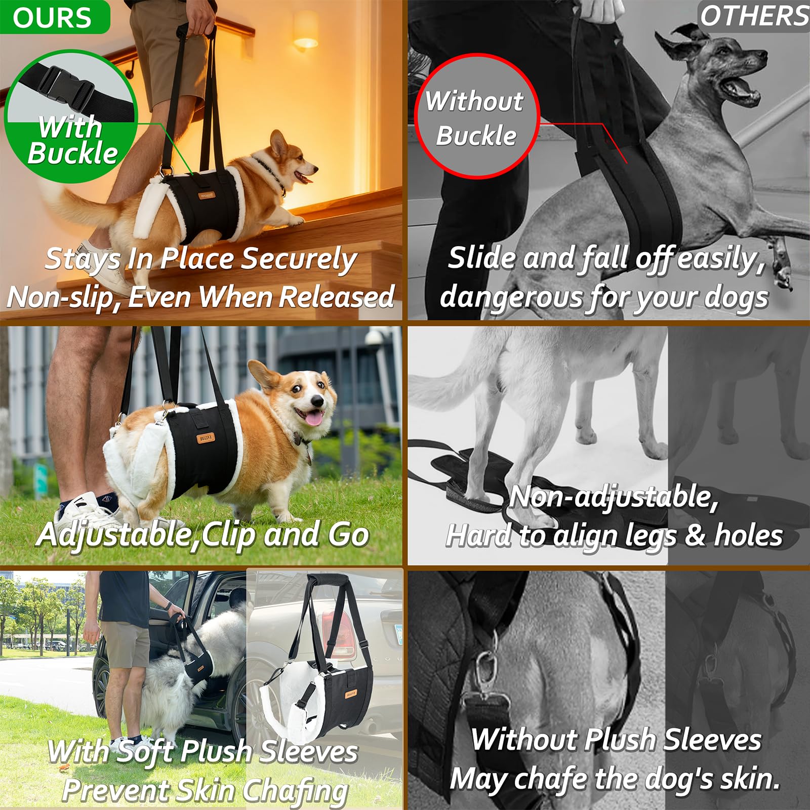 Becivi Dog Lift Harness no-slip back buckle for secure daily use