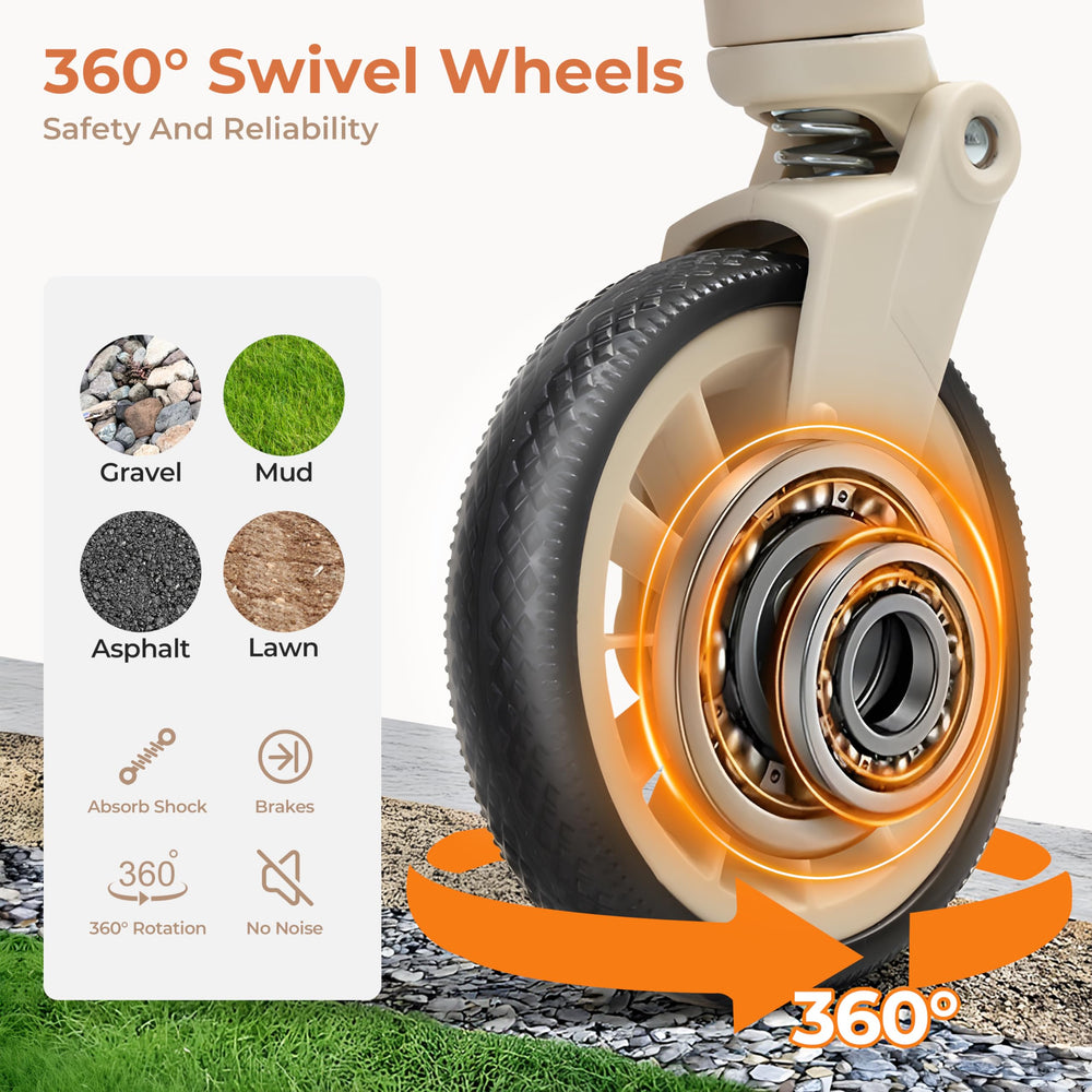 BeComfee stroller folded with one-click fold for easy storage.