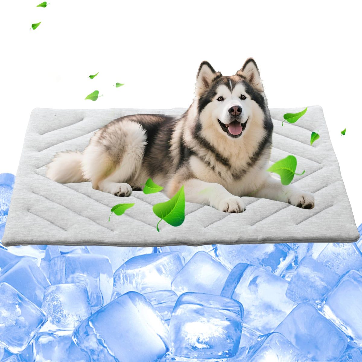BECROWM dog cooling mat folded for compact storage and travel.