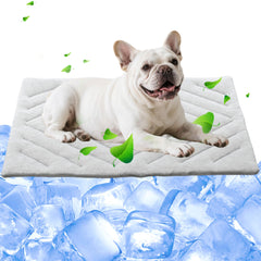 BECROWM dog cooling mat folded for easy transport and storage