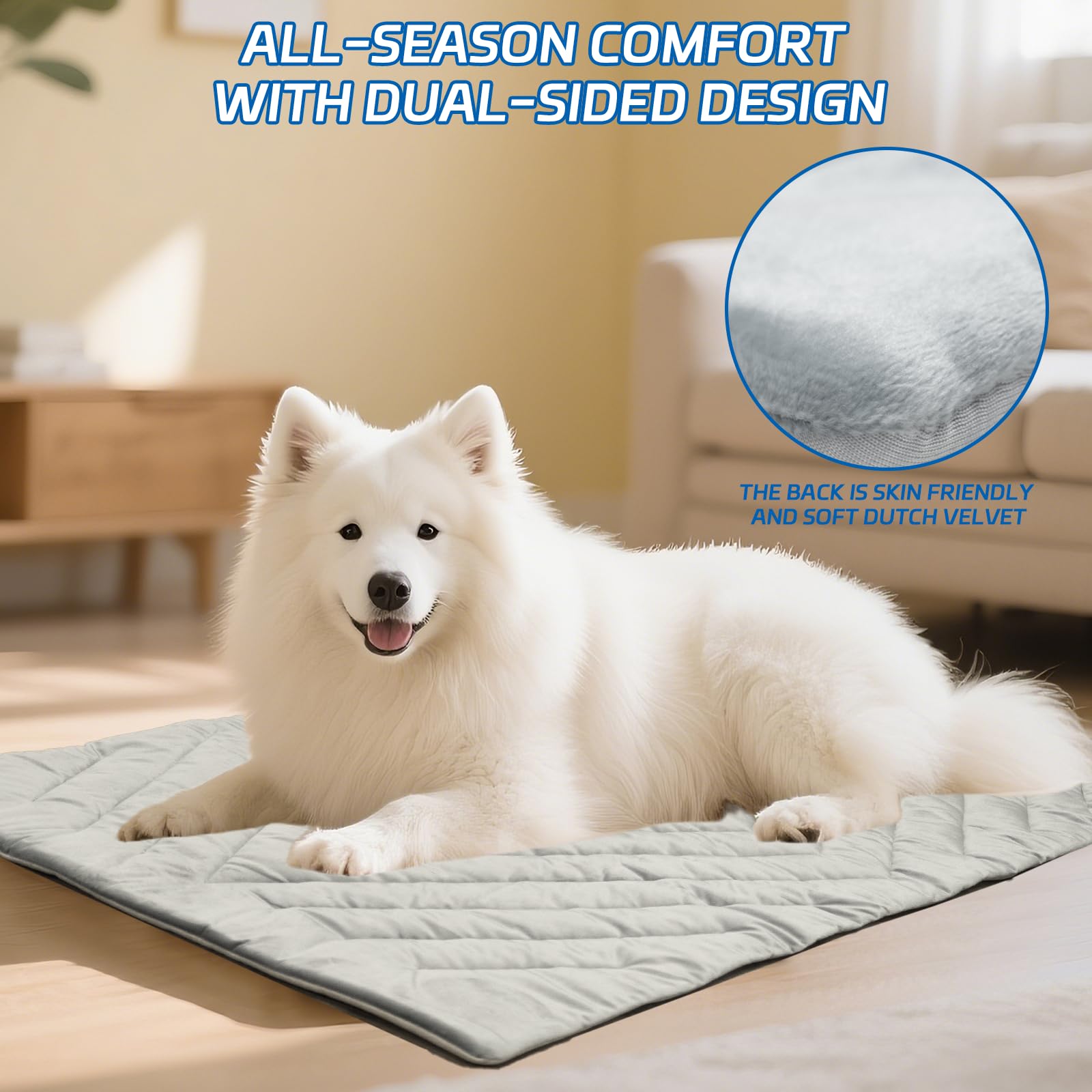 BECROWM dog cooling mat ready for travel with foldable design.
