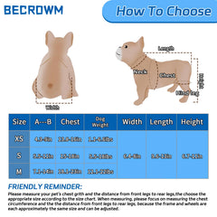 BECROWM dog wheelchair grey back view demonstrates rear-wheel setup for smooth walking.