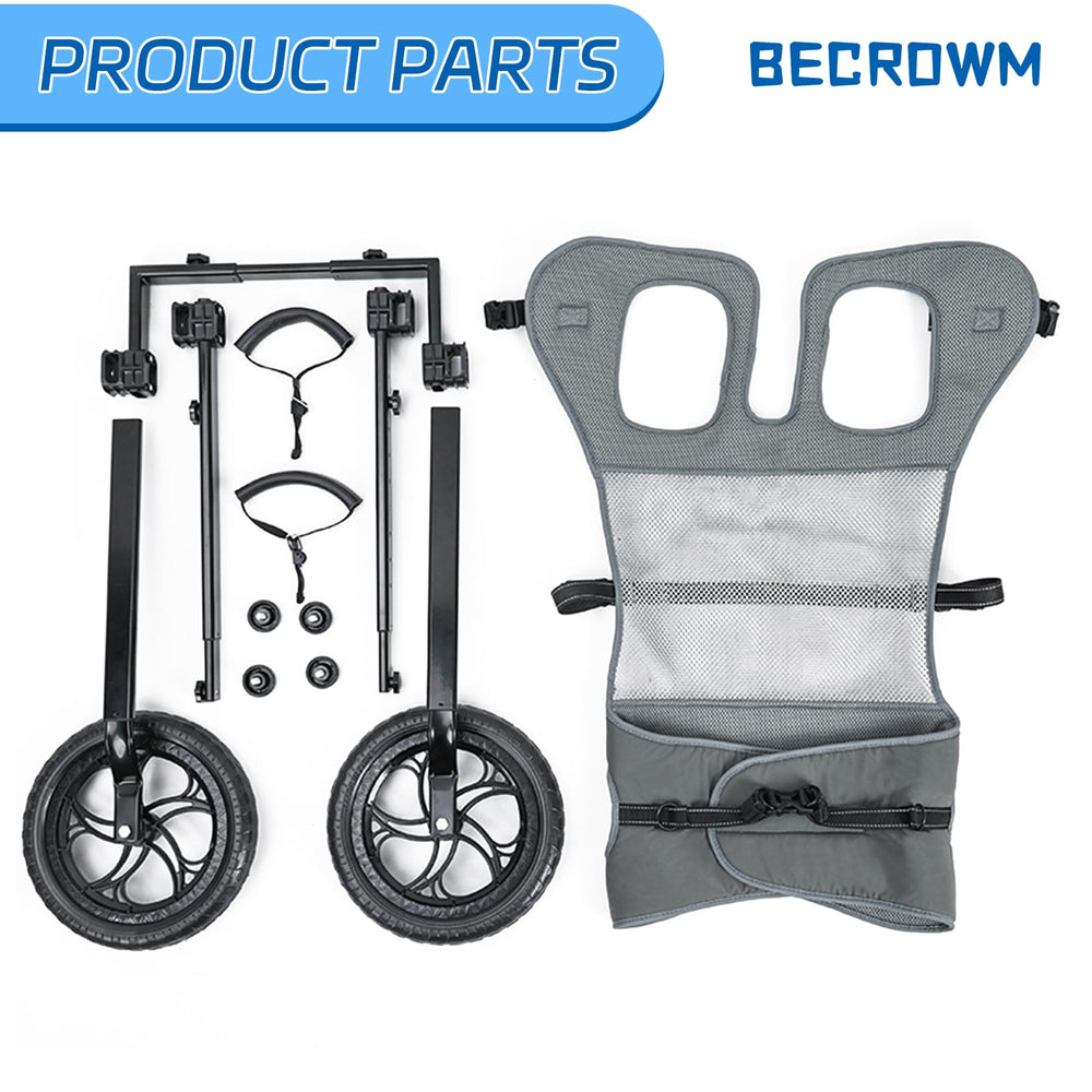 BECROWM dog wheelchair cozy mesh pocket keeps pets calm during use.