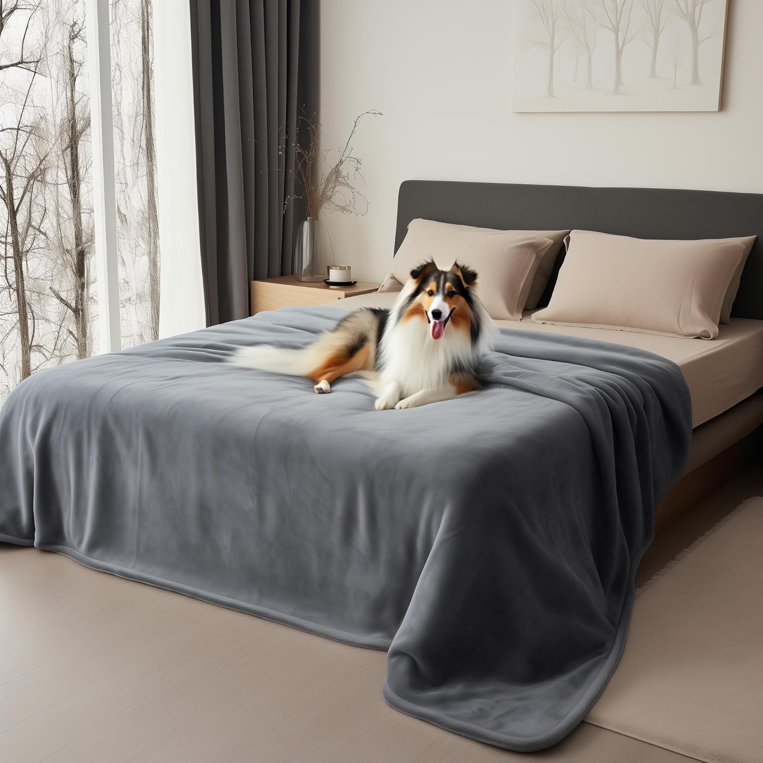 Bedding Aid starlit grey flannel back reveals a reversible protection design.