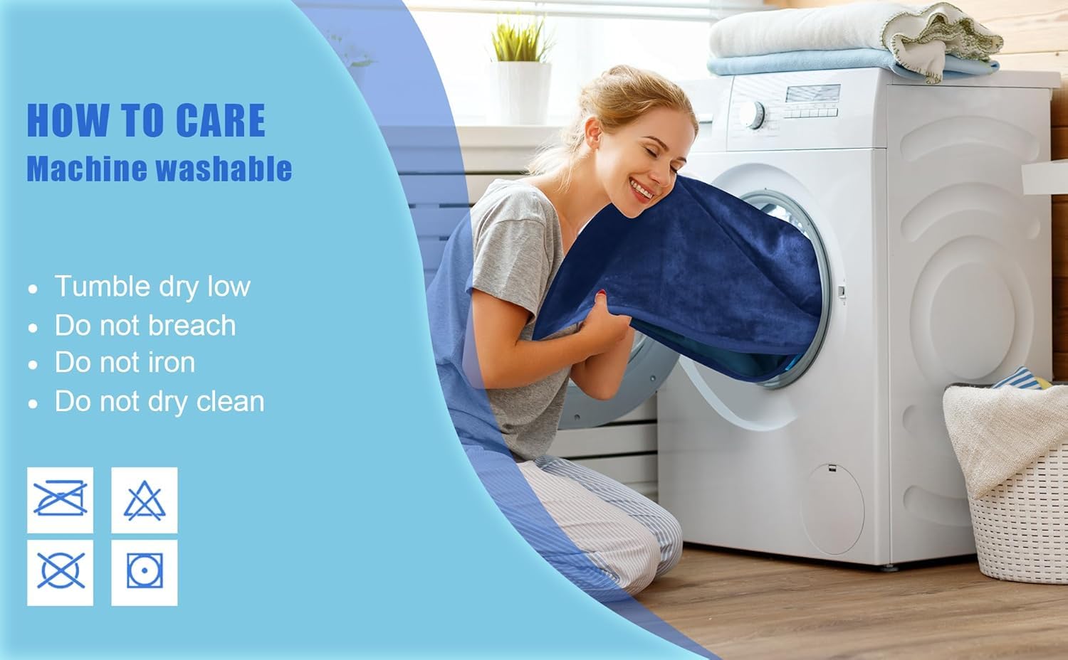 Bedding Aid waterproof blanket machine-wash care ensures easy laundry routine.