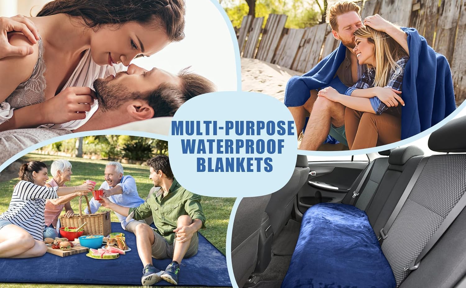 Bedding Aid waterproof blanket reversible-colors highlights navy and abyss green options.